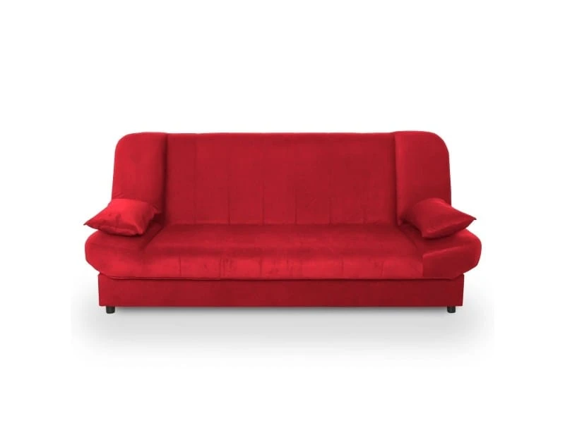 Maddy - Banquette Clic Clac Convertible En Tissu Rouge 4 Maddy - Banquette Clic Clac Convertible En Tissu Rouge – Image 2