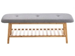 Banquette Marne En Tissu Avec Pieds Carrés En Bois De Bambou , Gris/120 Cm 7 Banquette Marne En Tissu Avec Pieds Carrés En Bois De Bambou , Gris/120 Cm -Banquette Soldes Magasin G CNF T26069432 C