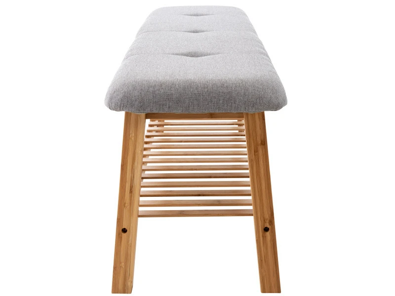 Banquette Marne En Tissu Avec Pieds Carrés En Bois De Bambou , Gris/120 Cm 5 Banquette Marne En Tissu Avec Pieds Carrés En Bois De Bambou , Gris/120 Cm – Image 3