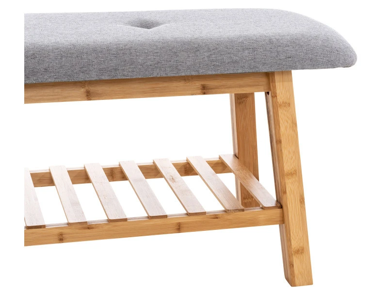 Banquette Marne En Tissu Avec Pieds Carrés En Bois De Bambou , Gris/120 Cm 6 Banquette Marne En Tissu Avec Pieds Carrés En Bois De Bambou , Gris/120 Cm – Image 4