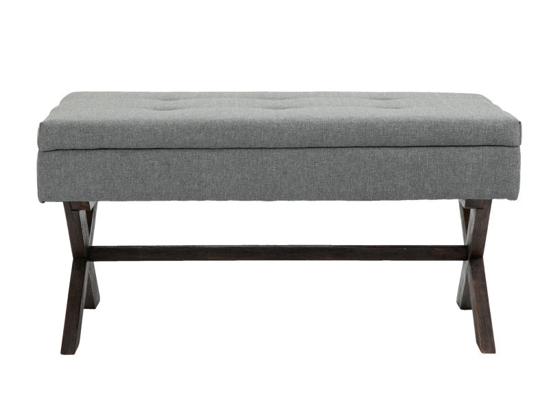 Banquette Namaro En Tissu Avec Espace De Rangement Pieds Bois De Caoutchouc , Gris/antique 4 Banquette Namaro En Tissu Avec Espace De Rangement Pieds Bois De Caoutchouc , Gris/antique – Image 2