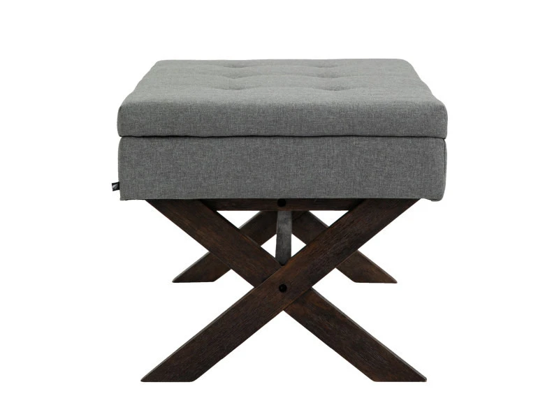 Banquette Namaro En Tissu Avec Espace De Rangement Pieds Bois De Caoutchouc , Gris/antique 5 Banquette Namaro En Tissu Avec Espace De Rangement Pieds Bois De Caoutchouc , Gris/antique – Image 3