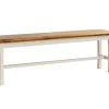 Banc En Pin Massif Blanc / Miel Style Campagnard - L.153 X H.52 X P.35 Cm -pegane-