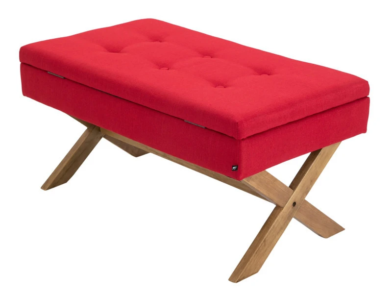 Banquette Namaro En Tissu Avec Espace De Rangement Pieds Bois De Caoutchouc , Rouge/antique Clair 6 Banquette Namaro En Tissu Avec Espace De Rangement Pieds Bois De Caoutchouc , Rouge/antique Clair – Image 4