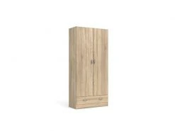 Armoire 2 Portes 1 Tiroir 79,4 X 170,4 X 35,7, Structure En Tôle Laminée, Beige