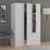 Armoire Blanche à Trois Portes Et Trois Tiroirs, 180 X 121 X 57 Cm -Banquette Soldes Magasin G CNF V25694844 B