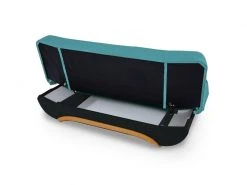 Niyo - Canapé 3 Places Convertible En Tissu Noir Et Bleu -Banquette Soldes Magasin G CNF V41367769 E