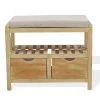 Mobili Rebecca Banquette Coffre 2 Tiroir 2 Etagere Bois Beige Vintage 46x60x33 -Banquette Soldes Magasin G CNF V85872028 B