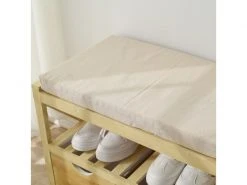 Mobili Rebecca Banquette Coffre 2 Tiroir 2 Etagere Bois Beige Vintage 46x60x33 -Banquette Soldes Magasin G CNF V85872028 E