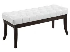 Banc Ramses Similicuir Antique Sombre , Blanc /100 Cm