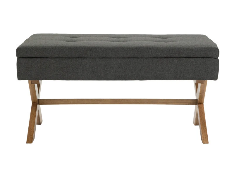 Banquette Namaro En Tissu Avec Espace De Rangement Pieds Bois De Caoutchouc , Gris Foncé/antique Clair 4 Banquette Namaro En Tissu Avec Espace De Rangement Pieds Bois De Caoutchouc , Gris Foncé/antique Clair – Image 2