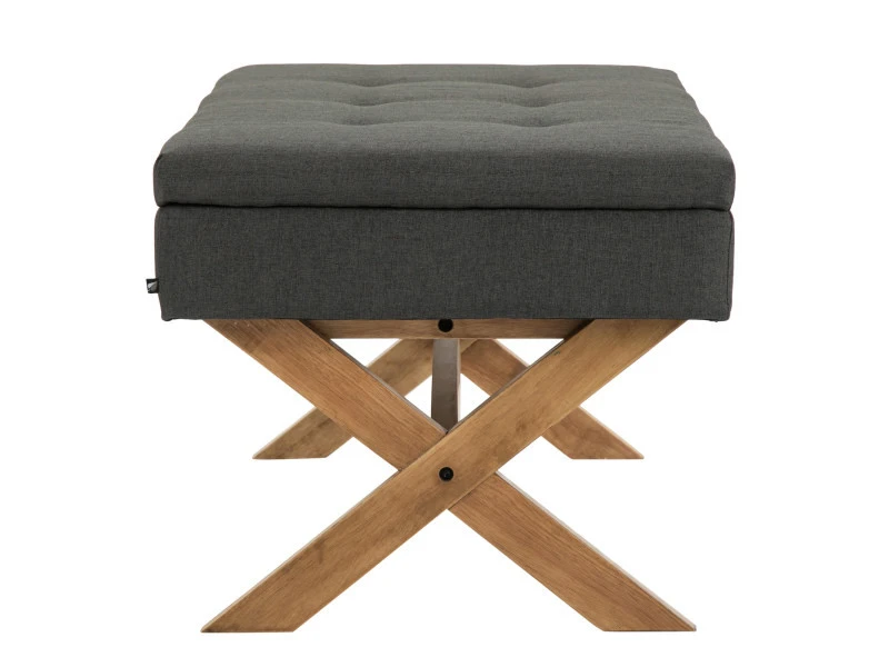 Banquette Namaro En Tissu Avec Espace De Rangement Pieds Bois De Caoutchouc , Gris Foncé/antique Clair 5 Banquette Namaro En Tissu Avec Espace De Rangement Pieds Bois De Caoutchouc , Gris Foncé/antique Clair – Image 3