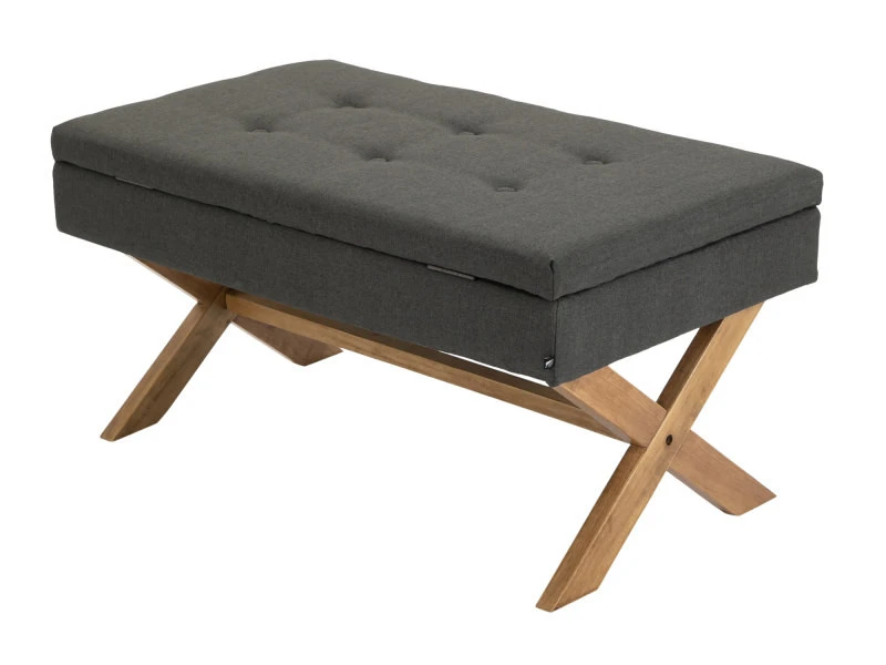 Banquette Namaro En Tissu Avec Espace De Rangement Pieds Bois De Caoutchouc , Gris Foncé/antique Clair 6 Banquette Namaro En Tissu Avec Espace De Rangement Pieds Bois De Caoutchouc , Gris Foncé/antique Clair – Image 4