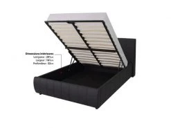 GPASPLUS Cloud Lit Adulte 160x200 Cm + Coffre De Rangement - Simili Noir - Sommier Inclus -Banquette Soldes Magasin G CNF W10926844 E