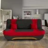 Niyo - Canapé 3 Places Convertible En Tissu Noir Et Rouge -Banquette Soldes Magasin G CNF W48679389 B