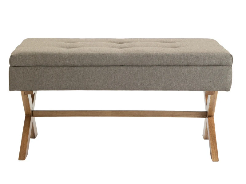 Banquette Namaro En Tissu Avec Espace De Rangement Pieds Bois De Caoutchouc , Taupe/antique Clair 4 Banquette Namaro En Tissu Avec Espace De Rangement Pieds Bois De Caoutchouc , Taupe/antique Clair – Image 2