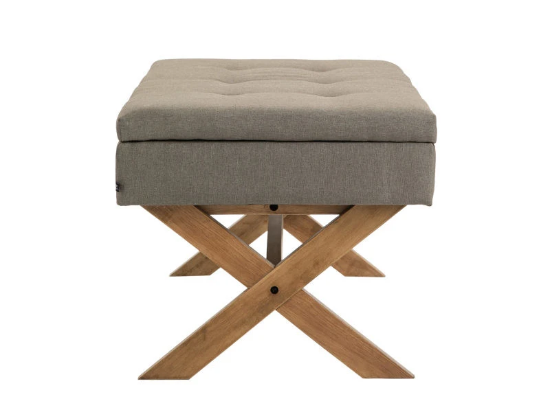 Banquette Namaro En Tissu Avec Espace De Rangement Pieds Bois De Caoutchouc , Taupe/antique Clair 5 Banquette Namaro En Tissu Avec Espace De Rangement Pieds Bois De Caoutchouc , Taupe/antique Clair – Image 3