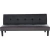 GPASPLUS Ivy Banquette Clic Clac 3 Places Capitonné - Simili Noir Et Tissu Gris Claur - L 180 X P 84 X H 74 Cm