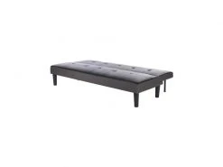 GPASPLUS Ivy Banquette Clic Clac 3 Places Capitonné - Simili Noir Et Tissu Gris Claur - L 180 X P 84 X H 74 Cm -Banquette Soldes Magasin G CNF X57903881 D