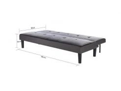 GPASPLUS Ivy Banquette Clic Clac 3 Places Capitonné - Simili Noir Et Tissu Gris Claur - L 180 X P 84 X H 74 Cm -Banquette Soldes Magasin G CNF X57903881 F