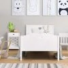 GPASPLUS Haro Lit Enfant - Mdf Et Pin Massif - Decor Chene Et Laque Blanc - Sommier Inclus - 90 X 190 Cm -Banquette Soldes Magasin G CNF X70176196 B