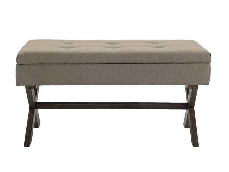 Banquette Namaro En Tissu Avec Espace De Rangement Pieds Bois De Caoutchouc , Taupe/antique 4 Banquette Namaro En Tissu Avec Espace De Rangement Pieds Bois De Caoutchouc , Taupe/antique – Image 2