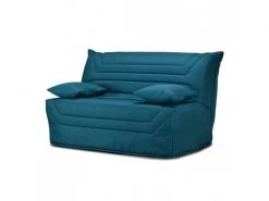 Banquette Lit Bz 140x190 Cm En Tissu Bleu Et Matelas 12 Cm - Cyriac