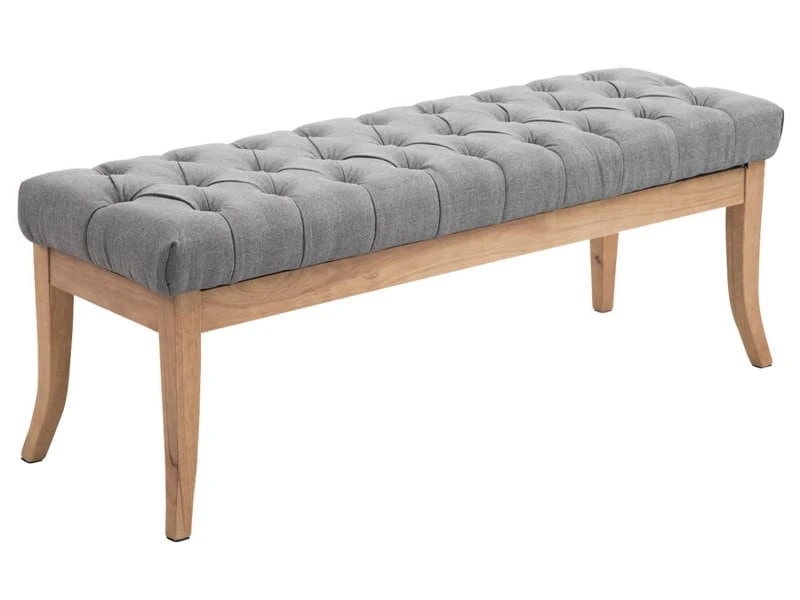 Banc Ramses Tissu Pieds Antique Clair , Gris/120 Cm 3 Banc Ramses Tissu Pieds Antique Clair , Gris/120 Cm