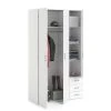 Armoire 3 Portes 3 Tiroirs 115 X 200,4 X 49,5, Structure En Bois, Blanc -Banquette Soldes Magasin G CNF Y34774476 F