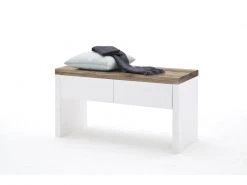 Banc Avec 2 Tiroirs Coloris Laqué Blanc Mat - L91 X H48 X P38 Cm -pegane-