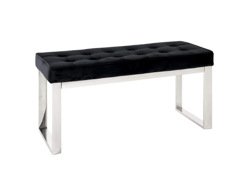 Banc En Tissu Velours Rembourré Noir - 100 X 40 X 47 Cm -pegane- 3 Banc En Tissu Velours Rembourré Noir - 100 X 40 X 47 Cm -pegane-