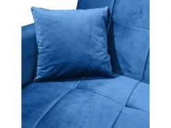 MEUBLETMOI Canapé 3 Places Convertible En Velours Bleu Et Pieds Doré - Ralph 10 MEUBLETMOI Canapé 3 Places Convertible En Velours Bleu Et Pieds Doré - Ralph -Banquette Soldes Magasin G CNF Z39547866 F