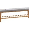 Banquette Marne En Tissu Avec Pieds Carrés En Bois De Bambou , Gris/150 Cm -Banquette Soldes Magasin G CNF Z46749666 B